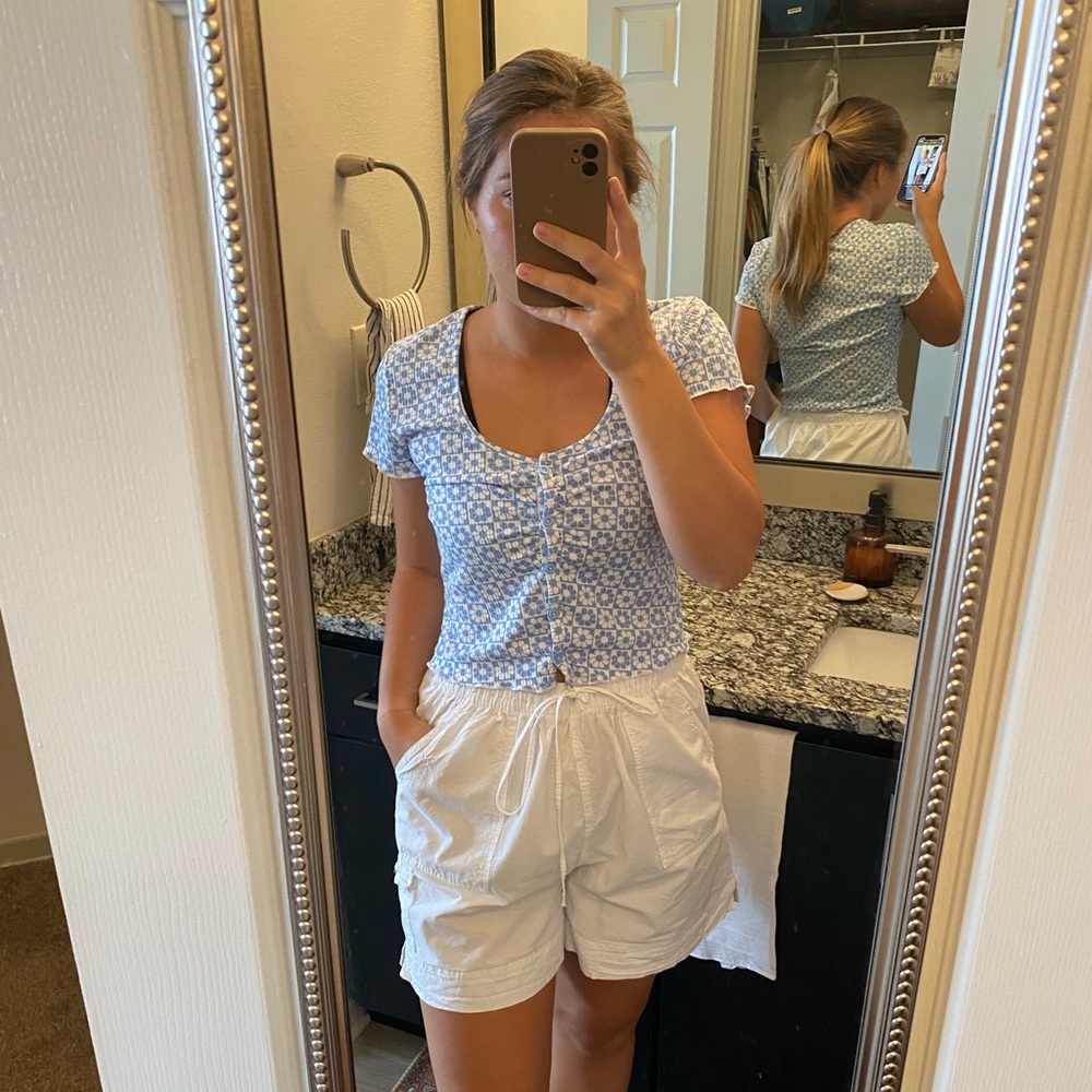 White Long Linen Shorts